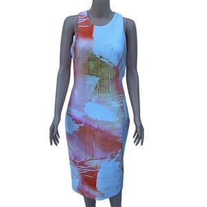 Donna Karan Women's Size 6 Abstract Print Sleeveless Midi Dress